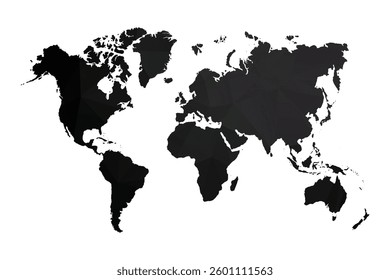 Abstract Polygon - Low Poly Color Black World map. Vector Illustration eps10.