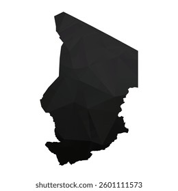 Abstract Polygon - Low Poly Color Black Chad map. Vector Illustration eps10.