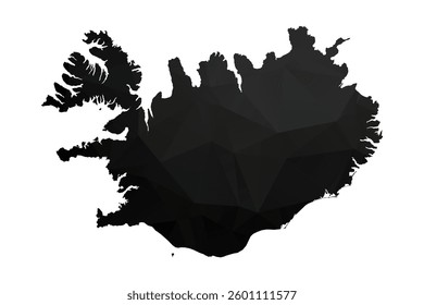 Abstract Polygon - Low Poly Color Black Iceland map. Vector Illustration eps10.
