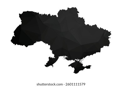 Abstract Polygon - Low Poly Color Black Ukraine map. Vector Illustration eps10.