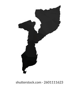 Abstract Polygon - Low Poly Color Black Mozambique map. Vector Illustration eps10.