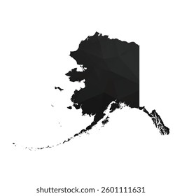 Abstract Polygon - Low Poly Color Black Alaska map. Vector Illustration eps10.