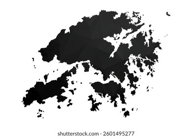 Abstract Polygon - Low Poly Color Black Hong Kong map. Vector Illustration eps10.