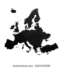 Abstract Polygon - Low Poly Color Black Europe map. Vector Illustration eps10.