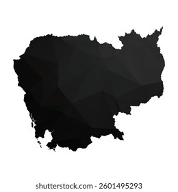 Abstract Polygon - Low Poly Color Black Cambodia map. Vector Illustration eps10.