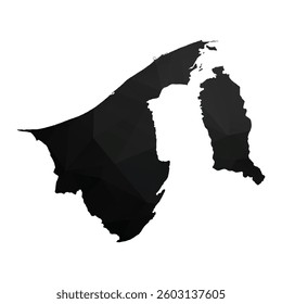 Abstract Polygon - Low Poly Color Black Brunei map. Vector Illustration eps10.