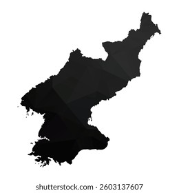 Abstract Polygon - Low Poly Color Black North Korea map. Vector Illustration eps10.