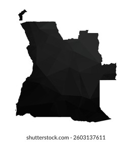 Abstract Polygon - Low Poly Color Black Angola map. Vector Illustration eps10.
