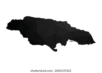 Abstract Polygon - Low Poly Color Black Jamaica map. Vector Illustration eps10.