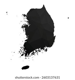 Abstract Polygon - Low Poly Color Black South Korea map. Vector Illustration eps10.
