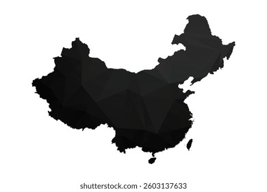 Abstract Polygon - Low Poly Color Black China map. Vector Illustration eps10.