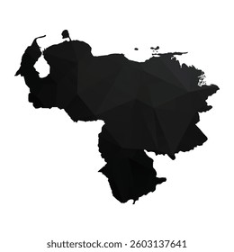 Abstract Polygon - Low Poly Color Black Venezuela map. Vector Illustration eps10.