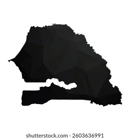 Abstract Polygon - Low Poly Color Black Senegal map. Vector Illustration eps10.