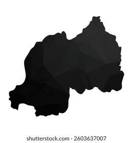 Abstract Polygon - Low Poly Color Black Rwanda map. Vector Illustration eps10.