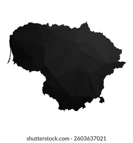Abstract Polygon - Low Poly Color Black Lithuania map. Vector Illustration eps10.