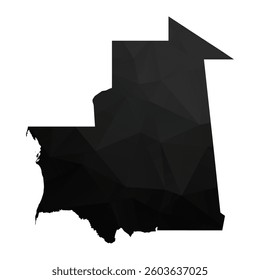 Abstract Polygon - Low Poly Color Black Mauritania map. Vector Illustration eps10.