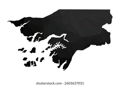 Abstract Polygon - Low Poly Color Black Guinea Bissau map. Vector Illustration eps10.