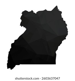Abstract Polygon - Low Poly Color Black Uganda map. Vector Illustration eps10.