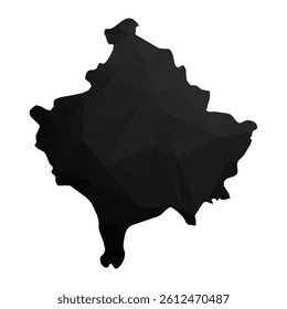 Abstract Polygon - Low Poly Color Black Kosovo map. Vector Illustration eps10.