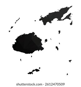 Abstract Polygon - Low Poly Color Black Fiji map. Vector Illustration eps10.