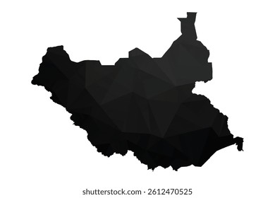 Abstract Polygon - Low Poly Color Black South Sudan map. Vector Illustration eps10.