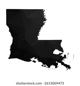 Abstract Polygon - Low Poly Color Black Louisiana map. Vector Illustration eps10.
