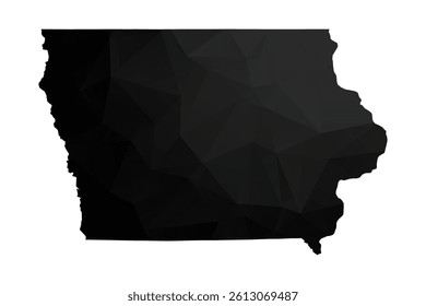 Abstract Polygon - Low Poly Color Black Iowa map. Vector Illustration eps10.