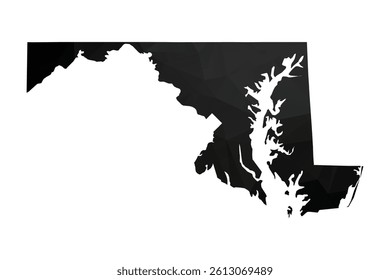 Abstract Polygon - Low Poly Color Black Maryland map. Vector Illustration eps10.