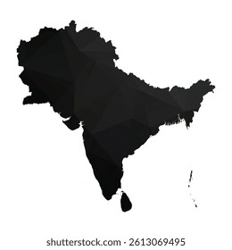 Abstract Polygon - Low Poly Color Black South Asia map. Vector Illustration eps10.