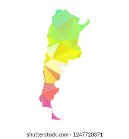 Abstract Polygon Map - Vector illustration Low Poly Colorful Argentina map of isolated. Vector Illustration eps10. 