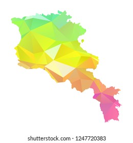 Abstract Polygon Map - Vector illustration Low Poly Colorful Armenia map of isolated. Vector Illustration eps10. 