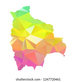 Abstract Polygon Map - Vector illustration Low Poly Colorful Bolivia map of isolated. Vector Illustration eps10. 