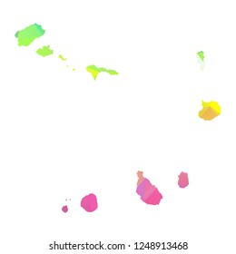 Abstract Polygon Map - Vector illustration Low Poly Colorful Cape Verde map of isolated. Vector Illustration eps10. 