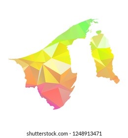 Abstract Polygon Map - Vector illustration Low Poly Colorful Brunei map of isolated. Vector Illustration eps10. 