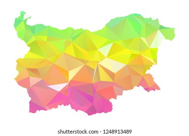 Abstract Polygon Map - Vector illustration Low Poly Colorful Bulgaria map of isolated. Vector Illustration eps10. 