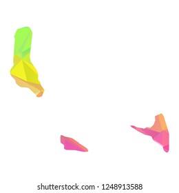 Abstract Polygon Map - Vector illustration Low Poly Colorful Comoros map of isolated. Vector Illustration eps10. 