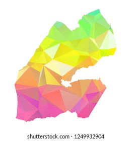 Abstract Polygon Map - Vector illustration Low Poly Colorful Djibouti map of isolated. Vector Illustration eps10. 