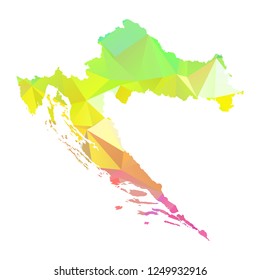 Abstract Polygon Map - Vector illustration Low Poly Colorful Croatia map of isolated. Vector Illustration eps10. 