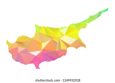 Abstract Polygon Map - Vector illustration Low Poly Colorful Cyprus map of isolated. Vector Illustration eps10. 