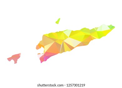 Abstract Polygon Map - Vector illustration Low Poly Colorful East Timor map of isolated. Vector Illustration eps10. 