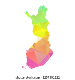 Abstract Polygon Map - Vector illustration Low Poly Colorful Finland map of isolated. Vector Illustration eps10. 