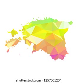 Abstract Polygon Map - Vector illustration Low Poly Colorful Estonia map of isolated. Vector Illustration eps10. 