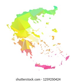 Abstract Polygon Map - Vector illustration Low Poly Colorful Greece map of isolated. Vector Illustration eps10. 