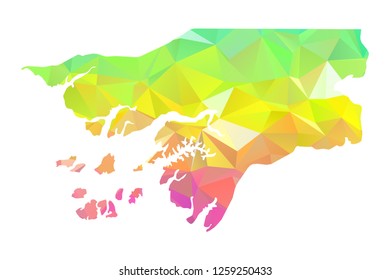 Abstract Polygon Map - Vector illustration Low Poly Colorful Guinea Bissau map of isolated. Vector Illustration eps10. 