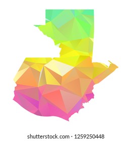 Abstract Polygon Map - Vector illustration Low Poly Colorful Guatemala map of isolated. Vector Illustration eps10. 