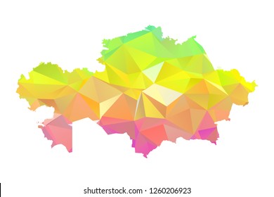 Abstract Polygon Map - Vector illustration Low Poly Colorful Kazakhstan map of isolated. Vector Illustration eps10. 