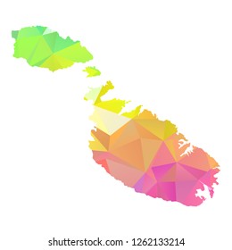 Abstract Polygon Map - Vector illustration Low Poly Colorful Malta map of isolated. Vector Illustration eps10. 