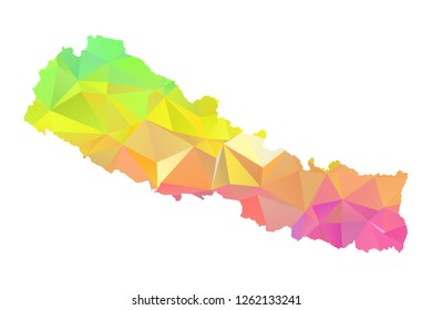 Abstract Polygon Map - Vector illustration Low Poly Colorful Nepal map of isolated. Vector Illustration eps10. 