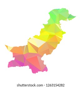 Abstract Polygon Map - Vector illustration Low Poly Colorful Pakistan map of isolated. Vector Illustration eps10. 