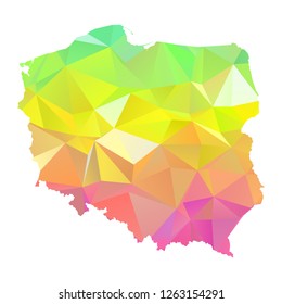 Abstract Polygon Map - Vector illustration Low Poly Colorful Poland map of isolated. Vector Illustration eps10. 